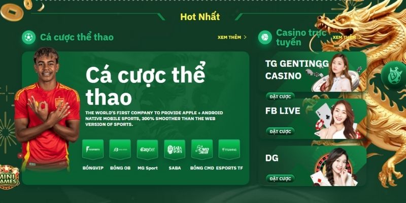 Những sảnh game hiện có tại BONGVIP