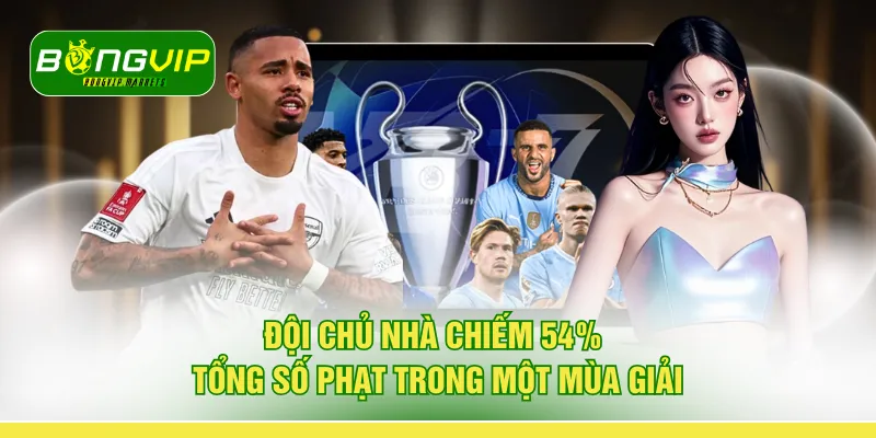 Đội chủ nhà chiếm 54% tổng số phạt trong một mùa giải